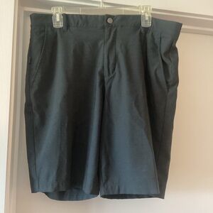 Kirkland Signature Men's Dark Gray Flat Front Shorts. 9” In-seam. Security zippe